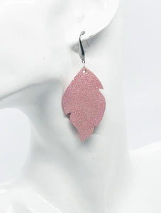 Silver on Pink Genuine Leather Earrings - E19-721