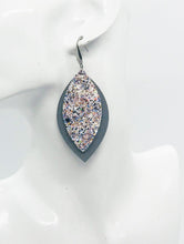 Load image into Gallery viewer, Neutral Gray Genuine Leather and Chunky Glitter Earrings - E19-725