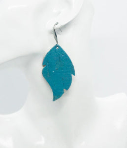 Pearlized Turquoise Cork Leather Earrings - E19-729