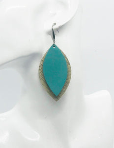 Desert Sand Braided Fishtail Leather and Teal Leather Earrings - E19-730