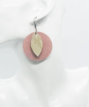 Load image into Gallery viewer, Pink and Metallic Beige Genuine Leather Earrings - E19-732