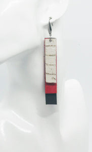 Brown, Coral and Ivory Layered Leather Earrings - E19-735