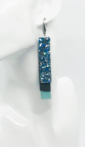 Brown, Teal and Blue Chunky Glitter Layered Earrings - E19-738