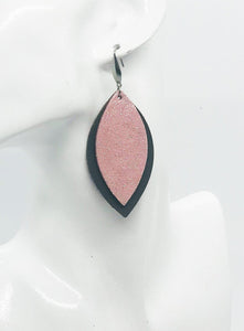 Brown and Pink Genuine Leather Earrings - E19-744