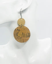 Load image into Gallery viewer, Gold Faux Leather and Natural Cork Earrings - E19-746