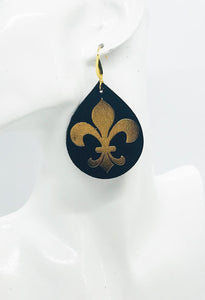 Black and Gold Fleur De Lis Earrings - E19-759