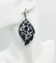 Load image into Gallery viewer, Black and Aqua Genuine Leather Earrings - E19-812
