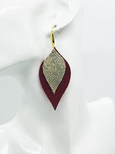 Load image into Gallery viewer, Bright Red Golden Metallic Glitter Leather Earrings - E19-826