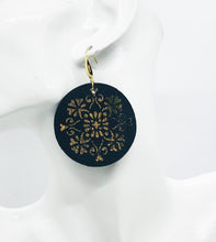Load image into Gallery viewer, Black Leather and Metallic Gold Earrings - E19-843
