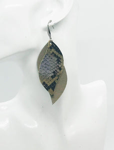 Layered Genuine Leather Earrings - E19-858