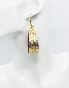 Metallic Gold and Pink Genuine Leather Earrings - E19-871