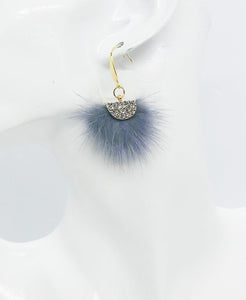 Mink Fur Fan Shaped Tassel Earrings - E19-884