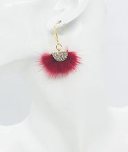 Load image into Gallery viewer, Red Mink Fur Fan Shaped Tassel Earrings - E19-885