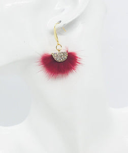 Red Mink Fur Fan Shaped Tassel Earrings - E19-885