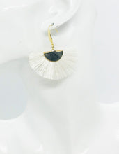 Load image into Gallery viewer, White Fan Shaped Tassel Earrings - E19-894