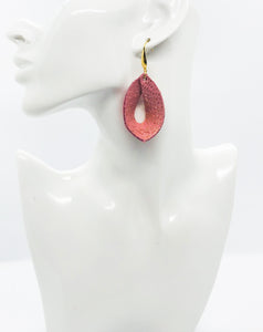 Rose Gold on Pink Leather Earrings - E19-899