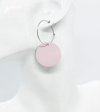 Load image into Gallery viewer, Pink Genuine Leather Hoop Earrings - E19-901