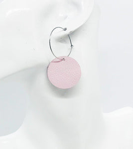 Pink Genuine Leather Hoop Earrings - E19-901