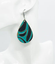 Load image into Gallery viewer, Turquoise and Brown Embossed Leather Earrings - E19-902