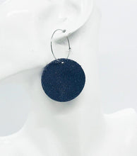 Load image into Gallery viewer, Navy Leather Hoop Earrings - E19-914