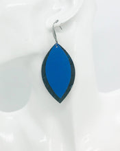 Load image into Gallery viewer, Spotted Blue Cork and Sky Blue Leather Earrings - E19-932