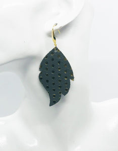 Metallic Grey and Gold Polka Dot Leather Earrings - E19-937