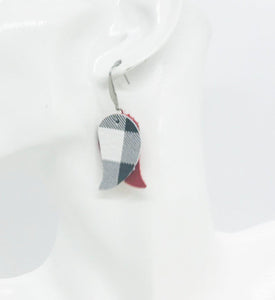 Red and Plaid Leather Earrings - E19-952