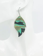 Load image into Gallery viewer, Teal Embossed Leather Earrings - E19-956
