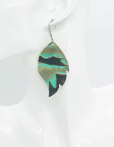 Teal Embossed Leather Earrings - E19-956