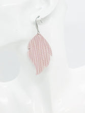 Load image into Gallery viewer, Light Pink Palm Leaf Leather Earrings - E19-959