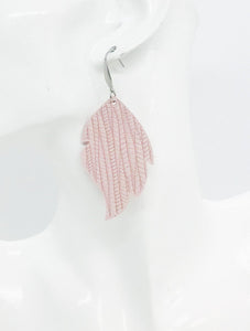 Light Pink Palm Leaf Leather Earrings - E19-959