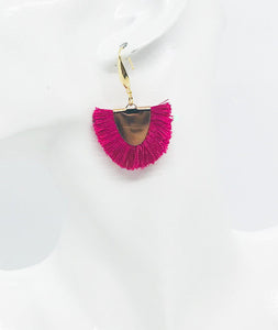 Violet Red Fan Shaped Tassel Earrings - E19-962
