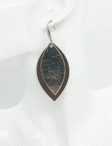 Brown and Rose Gold Leather Earrings - E19-968