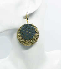 Load image into Gallery viewer, Gold with Metallic Grey and Gold Polka Dot Leather Earrings - E19-994