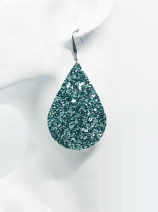 Teal Chunky Glitter Earrings - E270