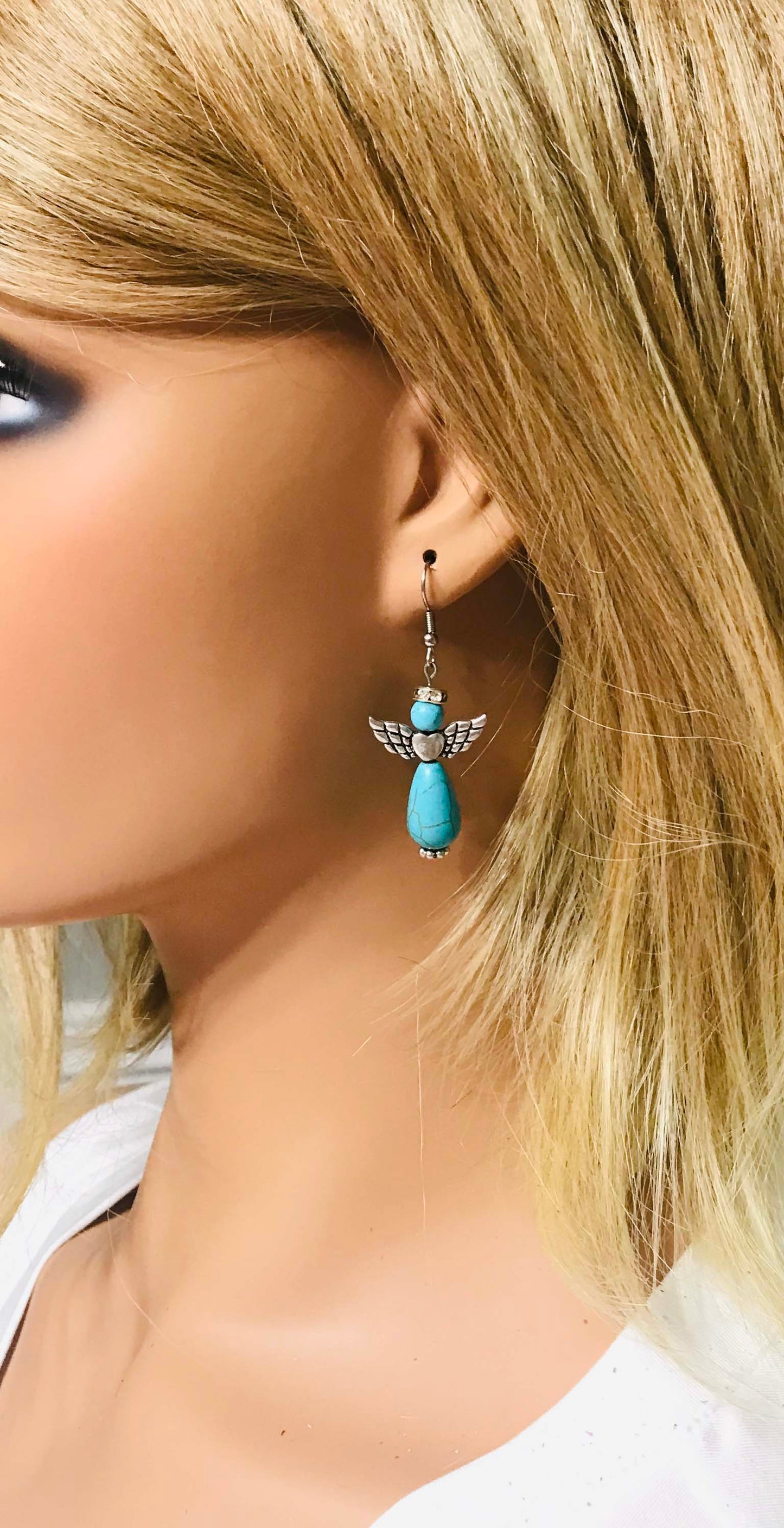 Glass Bead Angel Earrings - E338