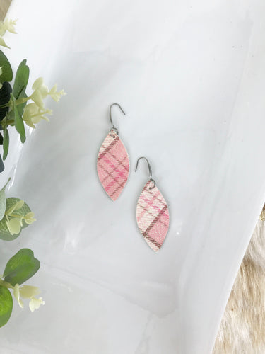 Pink Plaid Glitter Earrings - E391