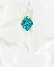 Load image into Gallery viewer, Turquoise Glitter on Leather Earrings - E19-2816