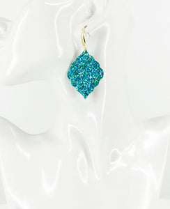 Turquoise Glitter on Leather Earrings - E19-2816