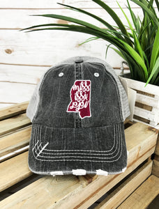 Mississippi Maroon Cut Out State Trucker Hat - H204