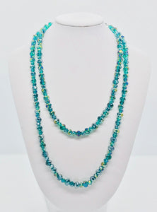 42" Green Glass Bead Necklace - N187