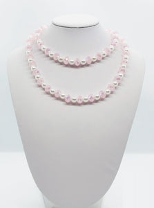 Pink and Pearl Glass Bead Necklace - N106
