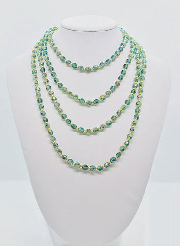 Green and Gold Glass Bead Necklace - N120