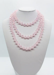 Pink and Clear Glass Bead Necklace - N121