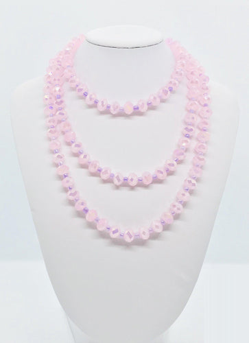Pink and Purple Glass Bead Necklace - N127