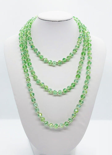 Light Green and Silver Glass Bead Necklace - N129