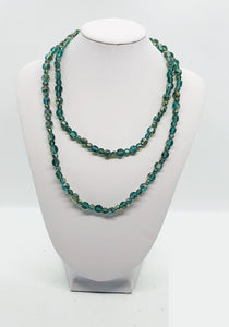 Dark Teal Glass Bead Necklace - N145