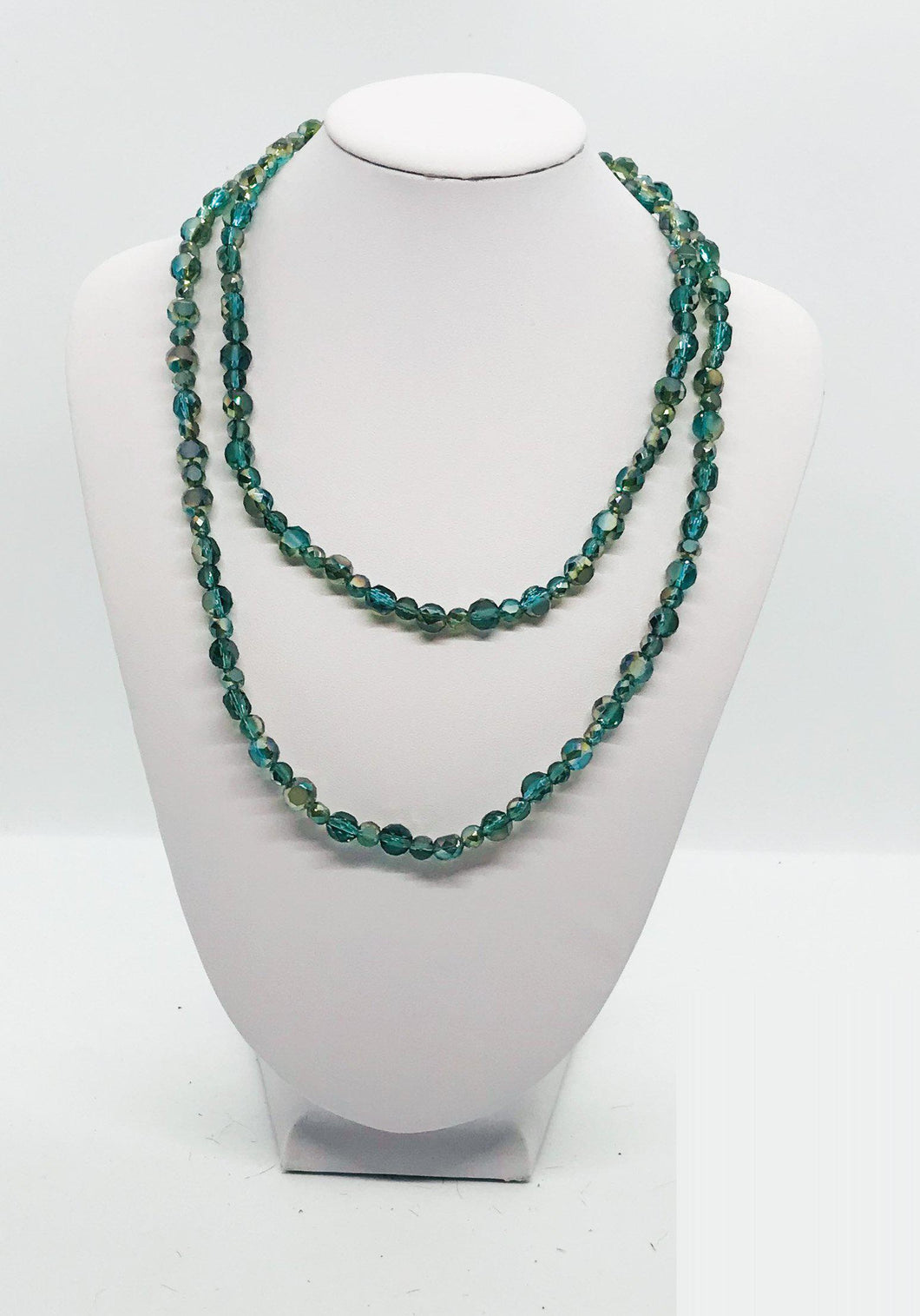 Dark Teal Glass Bead Necklace - N145