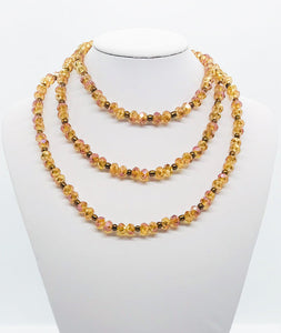 Tan and Brown Glass Bead Necklace - N161