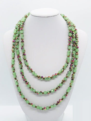 Green and Bronze Glass Bead Necklace - N165